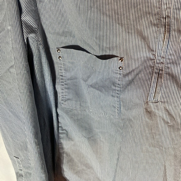 46-6 CROFT & BARROW white blue striped long sleeve half zip pull over top L - Picture 4 of 9